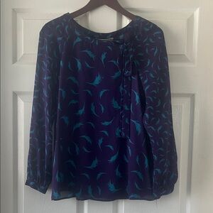 LOFT Teal and Purple Blouse
